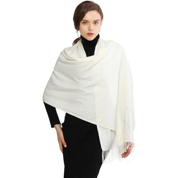 Winter Cashmere Wool Ivory Scarf Pashmina Shawl Wrap Stole for Women Warm Large - Picture 2 of 6